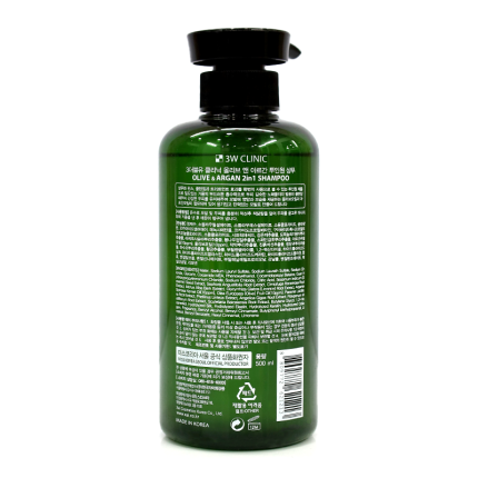 3W Clinic Olive & Argan 2 in 1 Shampoo 500 ml Elegance