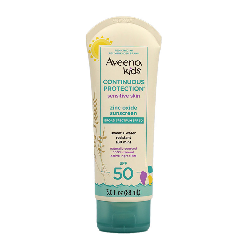 Aveeno Kids Continuous Protection Sensitive Skin Zinc oxide Sunscreen Broad Spectrum SPF 50 (88ml) Elegance
