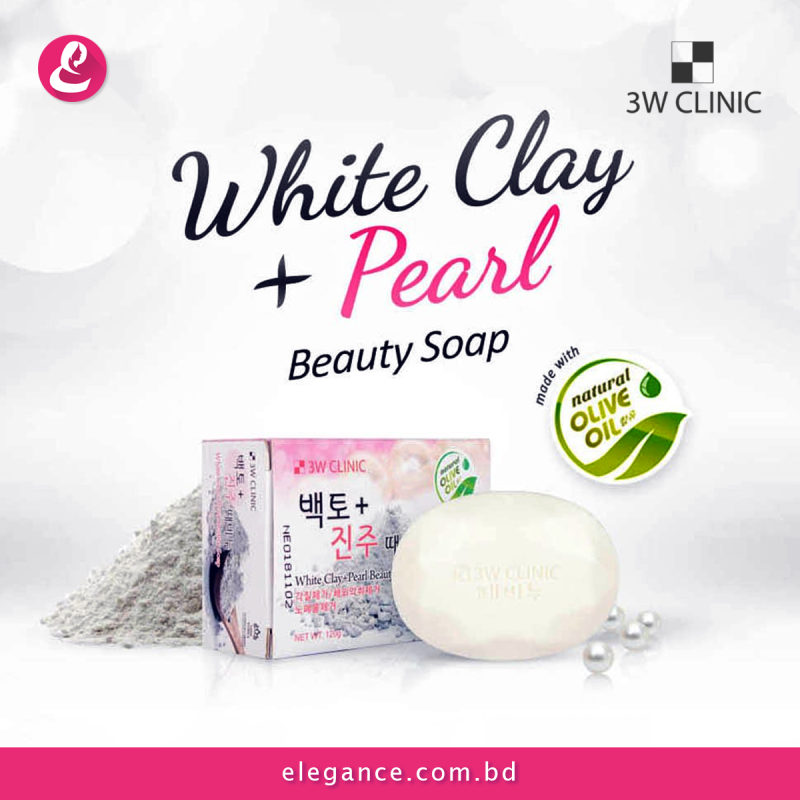 3W Clinic White Clay+Pearl Beauty Soap 120g