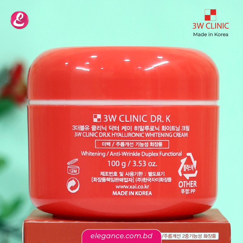 3W Clinic Dr. K Hyaluronic Whitening Cream (100ml) Elegance